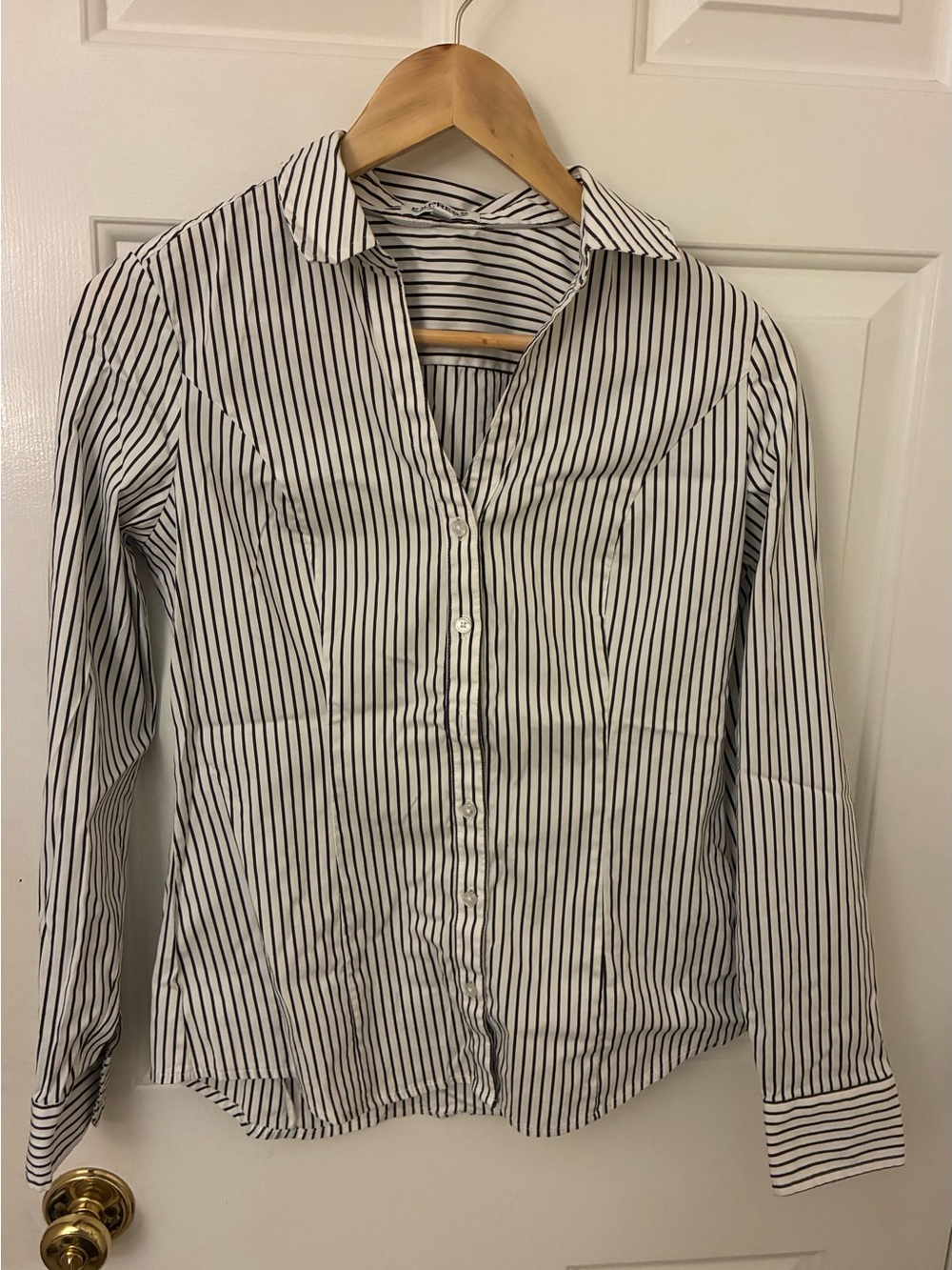 Express White Shirt with Black Stripes